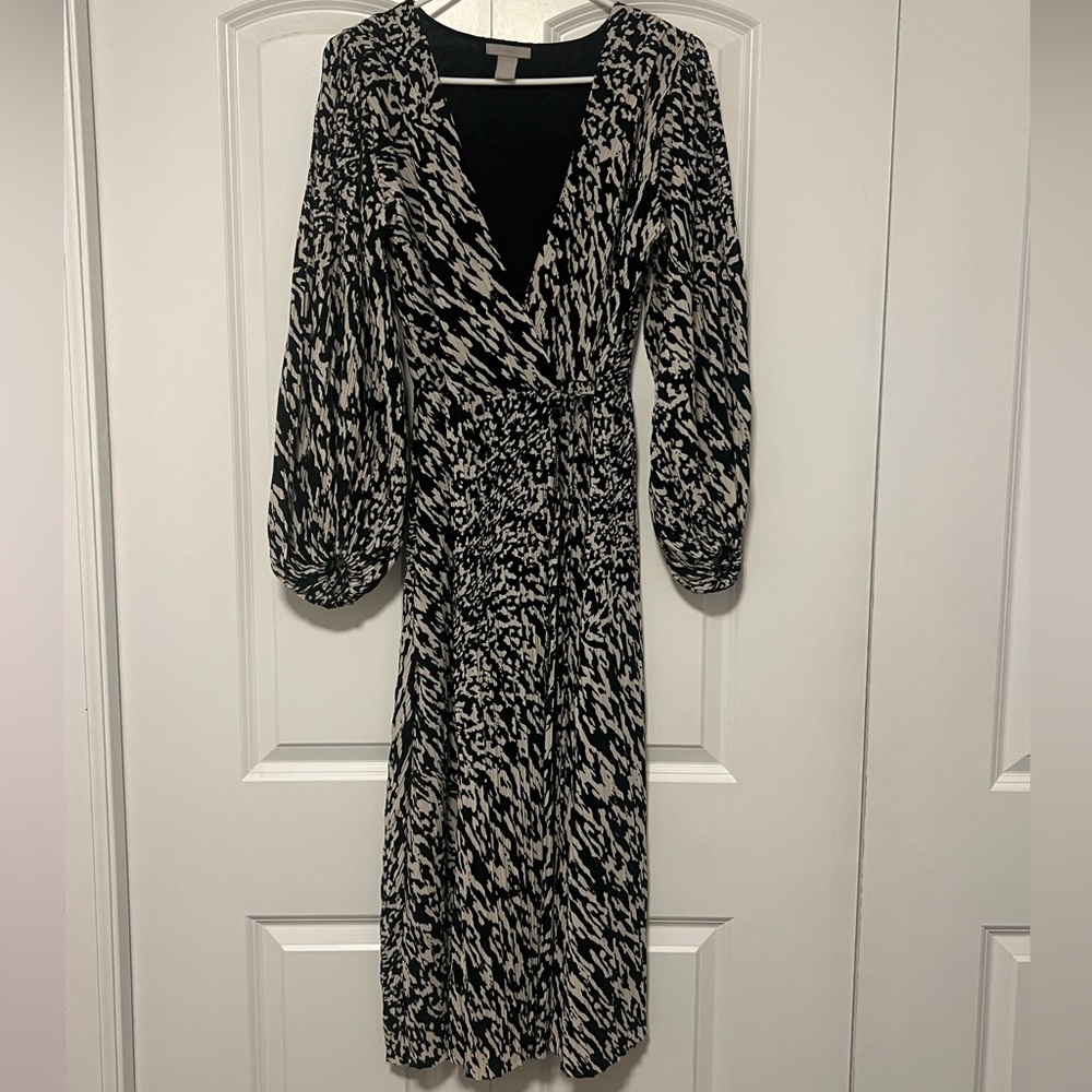 H&M Black and Cream Midi Dress